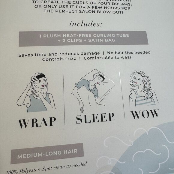 Curly Q Heatless Curl Set Heat Free Curling Tube Clips Travel Satin Bag Blush - Picture 6 of 7